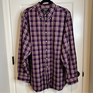 Brooks Brothers XL Classic Fit Purple Plaid Egyptian Cotton Button Down